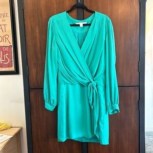 Diane von Furstenberg dress with wrap detail in seafoam shade of blueish green
